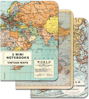 Cavallini Mini Notebooks Set 3 Vintage Maps