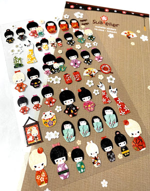 Suatelier 1010 Kokeshi Paper Stickers
