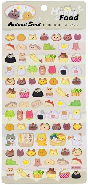 Funny Cat Food Puffy Stickers