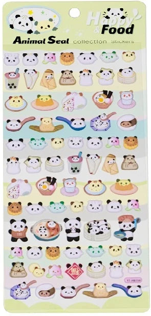 Funny Panda Food Puffy Stickers