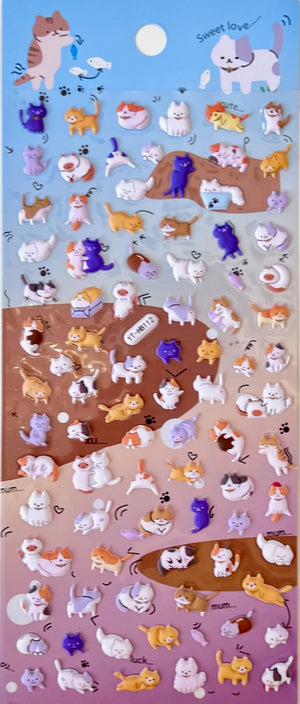 Funny Cat Tiny Puffy Stickers
