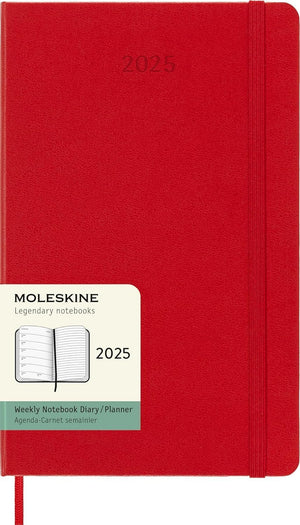 Moleskine Agenda Semanal 2025 Rojo Pasta Suave