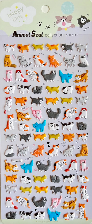 Happy Kitty Kitten Puffy Stickers