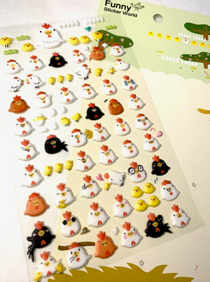 Funny Chicken Puffy Stickers