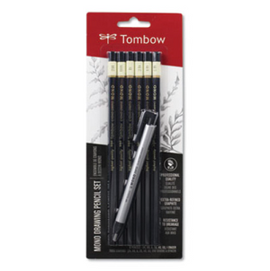 Tombow MONO Set de 6 Lápices de Dibujo Graduados con Borrador Mecánico 2mm