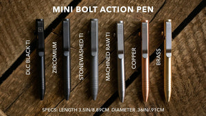 BigiDesign Titanium Raw Mini Bolt Action Pen