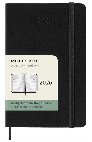 Moleskine Agenda 2026 Semanal Horizontal Negro Pasta Dura