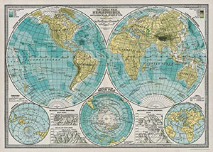 Cavallini Papel Hemispheres Map