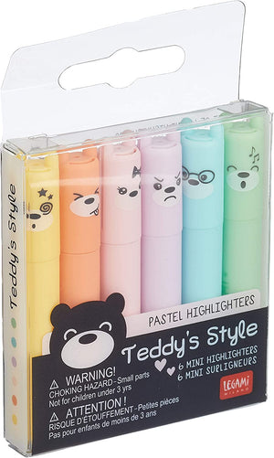 Legami Teddy Style Pastel Mini Highlighters